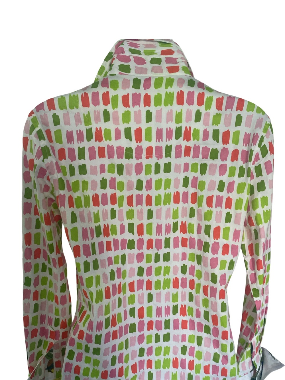 Tizzie Printed Button-Down Shirt - Pink & Green Brushstroke - Picture 3 of 3